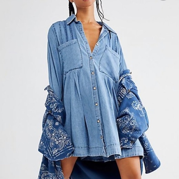 Free People Dresses & Skirts - Free People Denim Voyage Shirt Dress